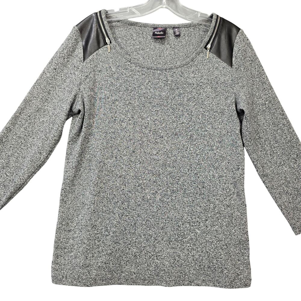 Rafaella Charcoal Gray Shirt Knit Top Classic 3/4 Sleeve Scoop Neck Women Size M